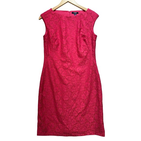 NWT Chaps Women Lace Sheath Dress Size 8 Calypso Coral Sleeveless Party Workwear - Picture 1 of 13